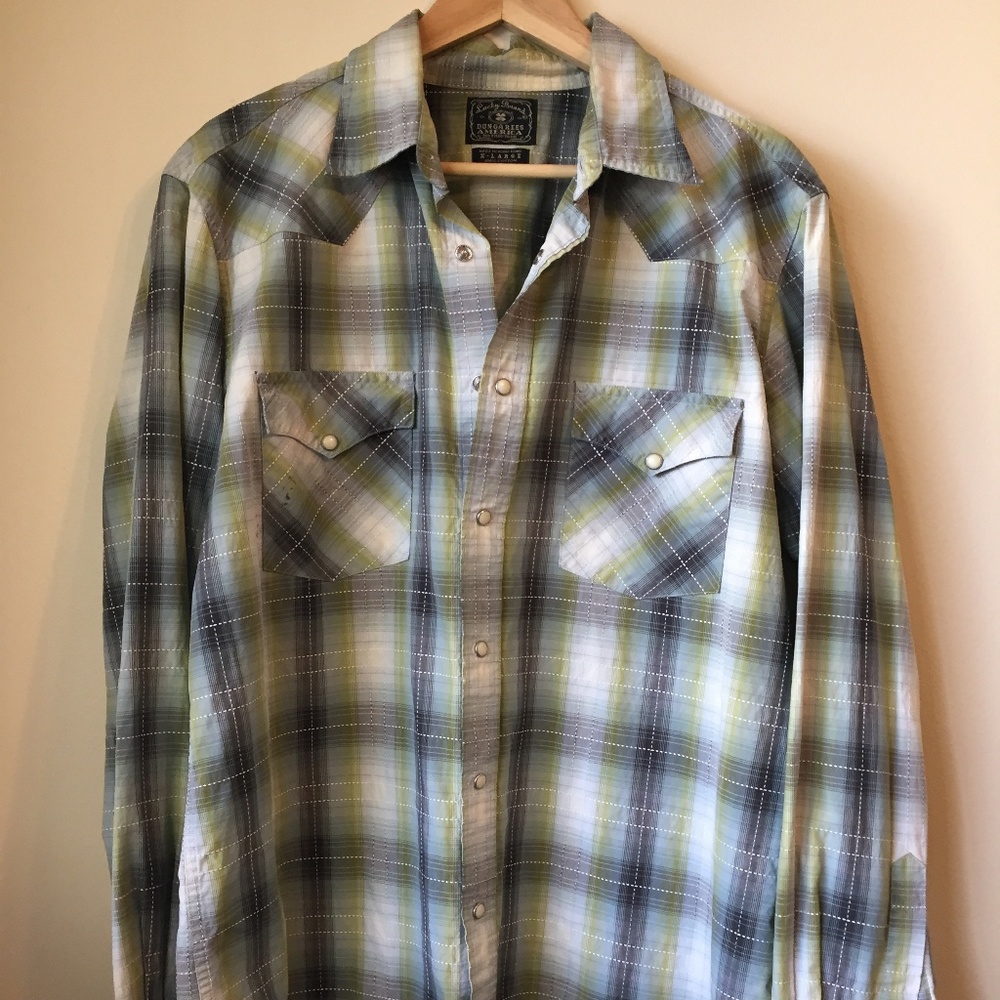 Lucky Brand long sleeve green plaid button down sh